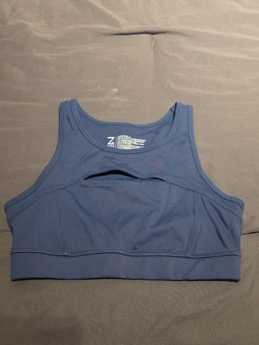 Zella Navy High-Neck Cutout Sports Bra